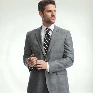 Brooks Brothers 1818 Blazer Mens 42L Gray Plaid Regent Fit Italian Wool Mohair